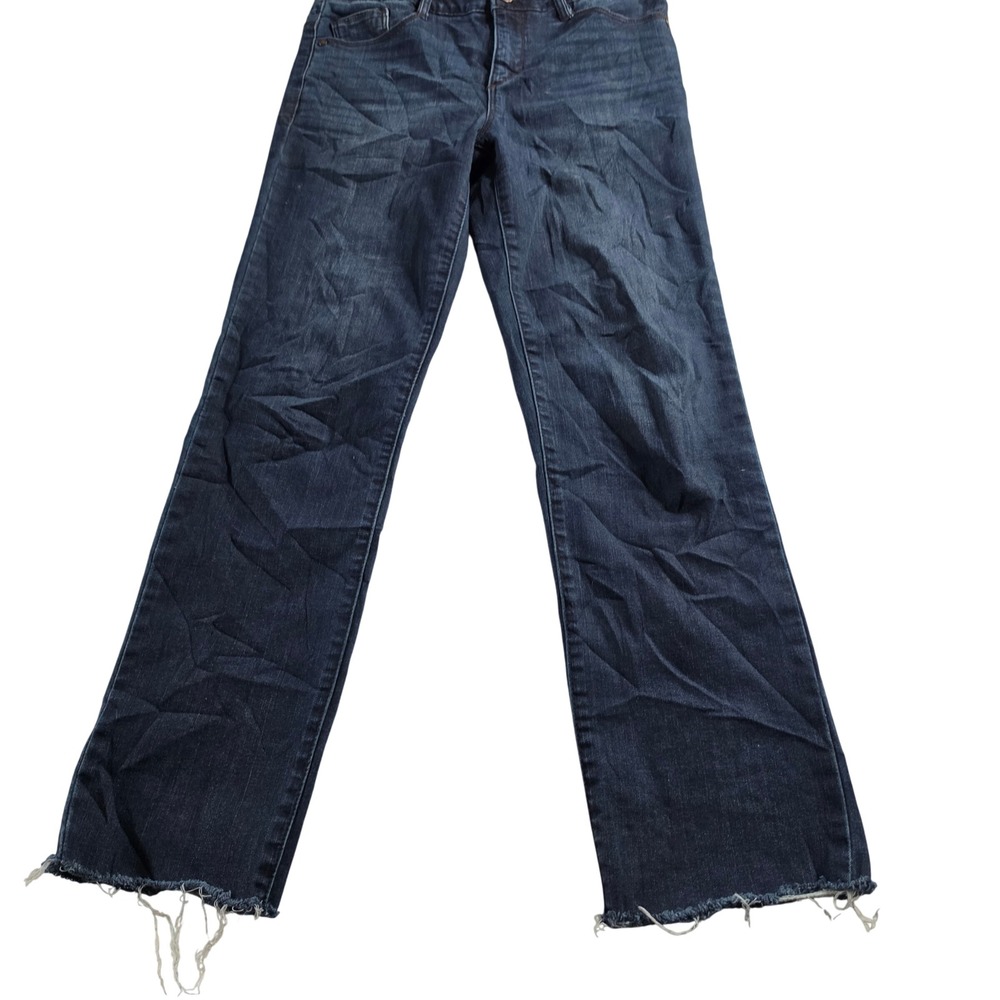 Wit & Wisdom Ab-solution Straight Leg Jeans Dark Wash Raw Hem L2250WSL8 Size 4